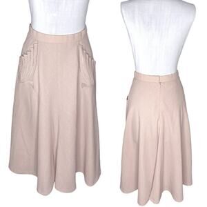 Jacques Vert Full Midi Skirt Pink Womens XS Wool Vintage Regency Classic Church‎